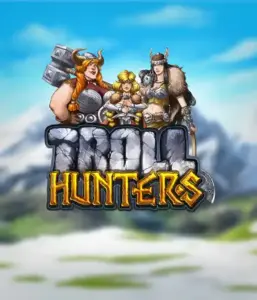 Enter the realm of "Troll Hunters," where bold Viking warriors are poised to confront their foes. The logo features a male and female Viking, equipped with weapons, set against a frosty mountainous backdrop. They radiate bravery and might, symbolizing the spirit of the game's adventurous theme.